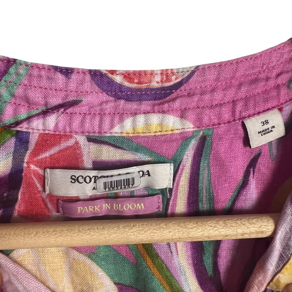 Scotch & Soda Pink Citrus Fruit Print Linen Tie Waist Romper Size M - Picture 8 of 16